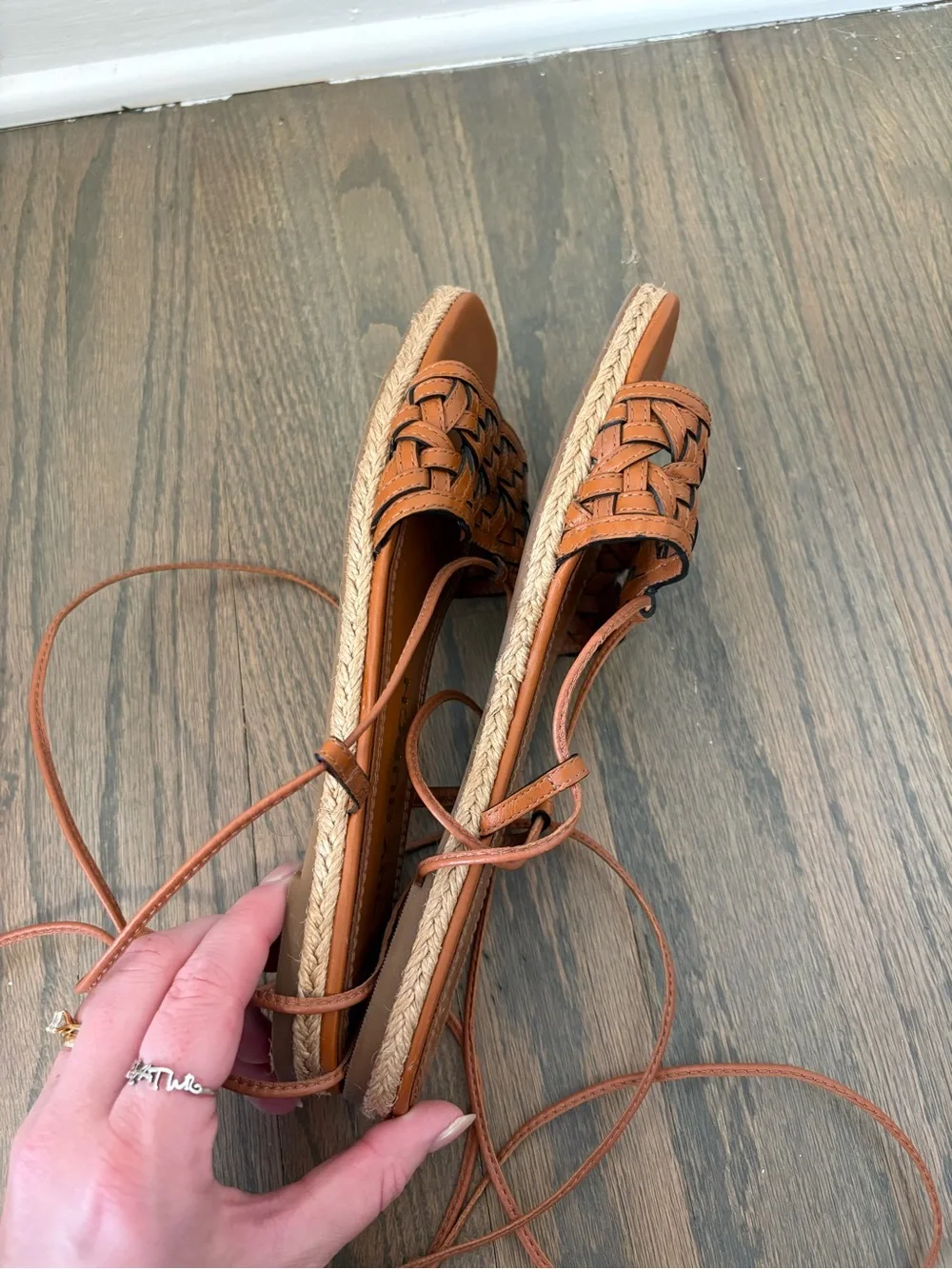 Tory Burch Basketweave Espadrille Wrap Sandal Size 7